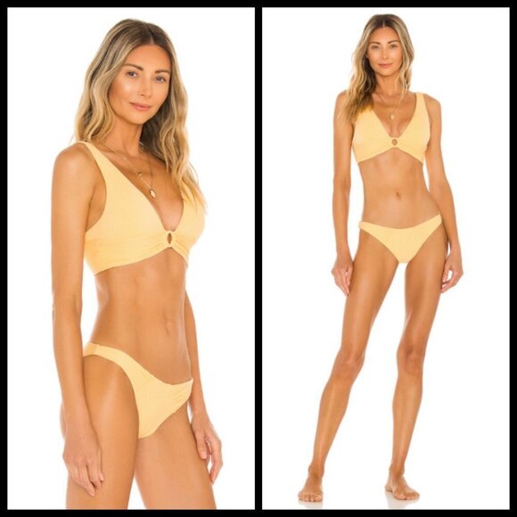 💕L*SPACE💕 Eco Chic Repreve Sol Bikini Bottom ~ Ribbed Golden Hour XL NWT - Picture 3 of 14